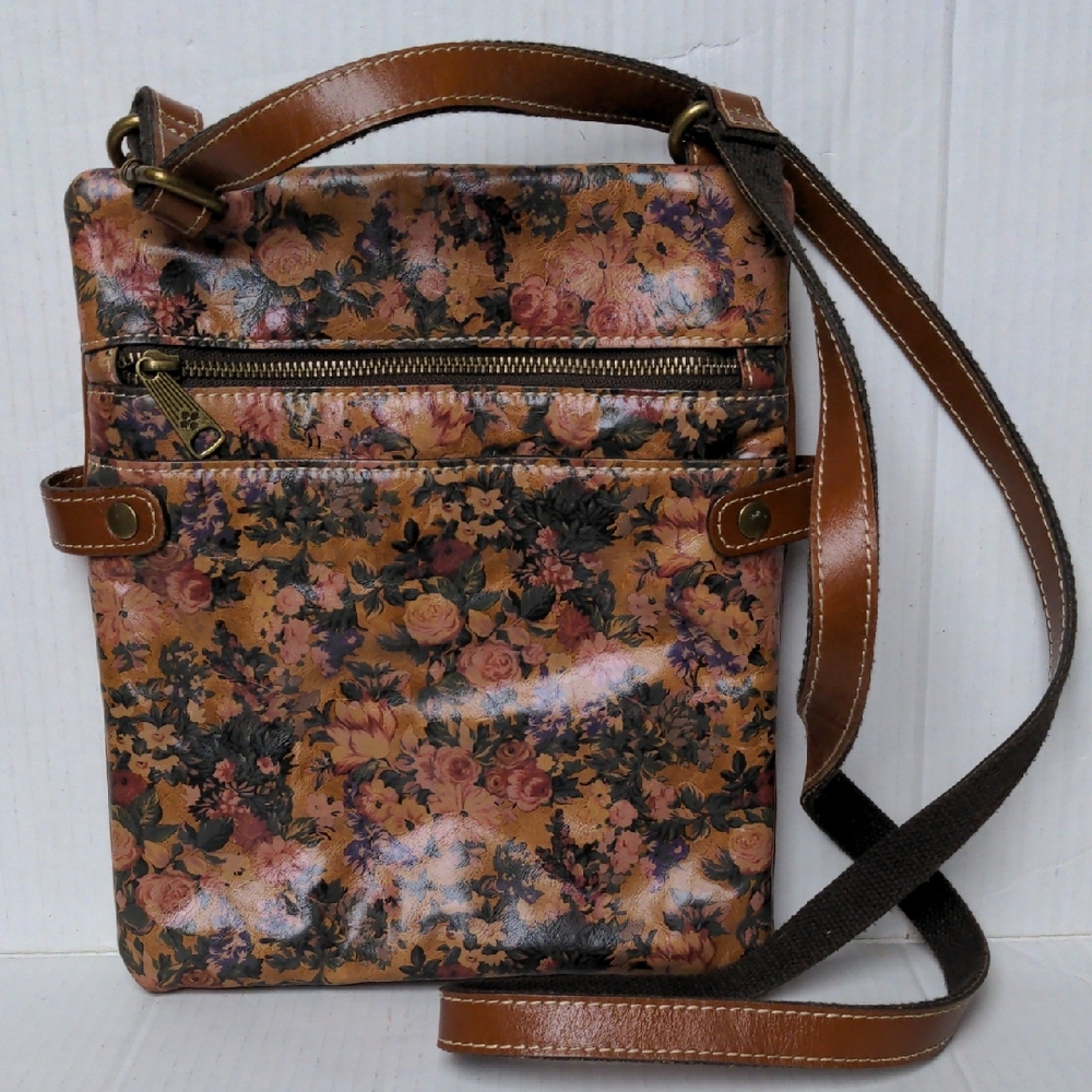 Patricia Nash Prizzi Brown Floral Print Crossbody Purse Boho